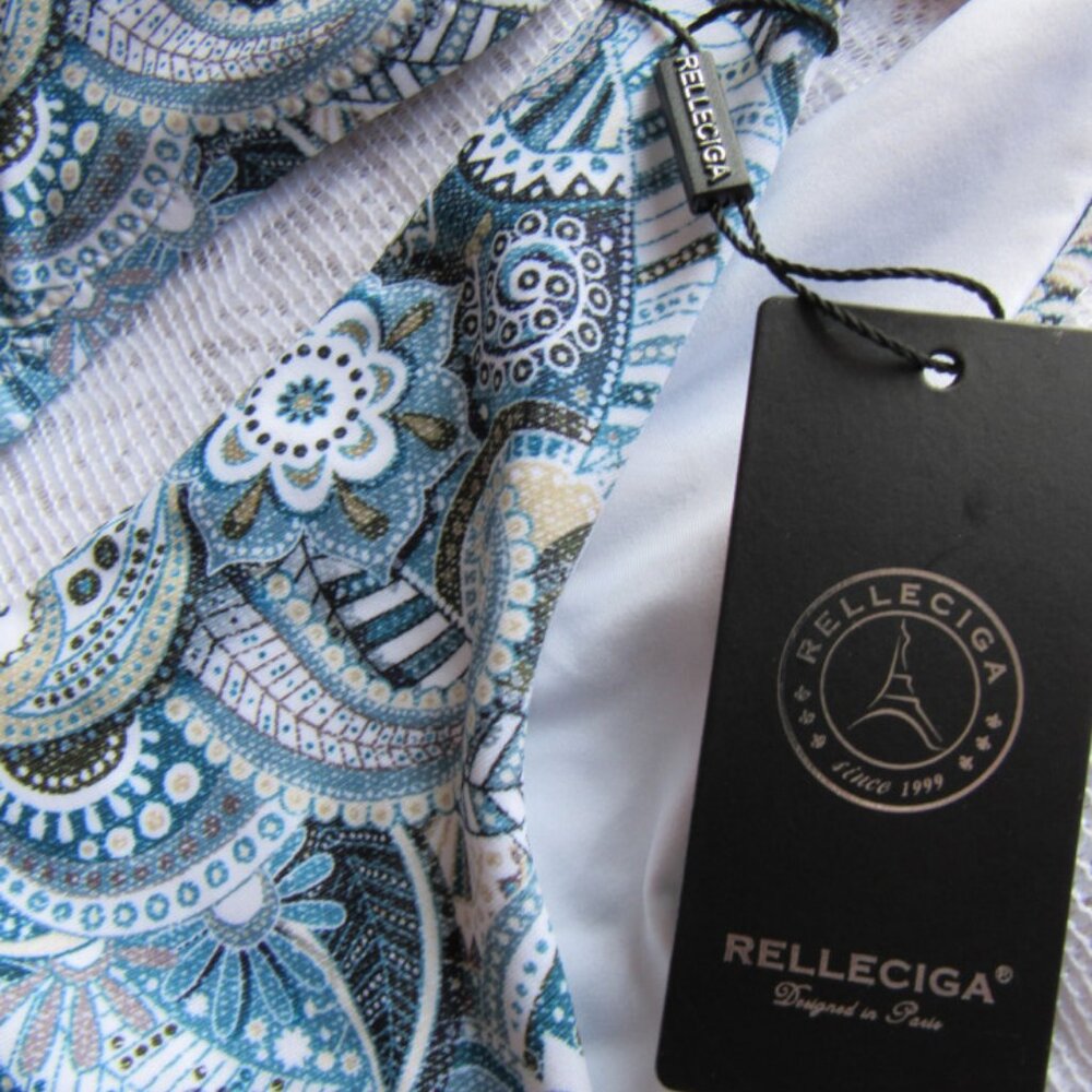 Relleciga String Bikini 2 pc Swimsuit Womens size Medium Floral,Turquoise - Picture 3 of 6